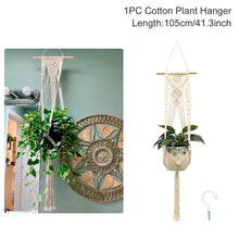 Load image into Gallery viewer, Hanging Plant Handmade Macrame Plant Hanger Flower Pot Planter Hanger Wall Decor Courtyard Garden Hanging Planter Hanging Basket