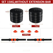 Загрузить изображение в средство просмотра галереи, 2 IN 1 ADJUSTABLE DUMBBELLS SET, WITH BARS, MULTIFUNCTION, 10KG-50KG (KETTLEBELL HANDLE OPTIONAL), FREE SHIPPING