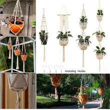 Load image into Gallery viewer, Hanging Plant Handmade Macrame Plant Hanger Flower Pot Planter Hanger Wall Decor Courtyard Garden Hanging Planter Hanging Basket