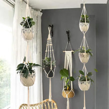 Load image into Gallery viewer, Hanging Plant Handmade Macrame Plant Hanger Flower Pot Planter Hanger Wall Decor Courtyard Garden Hanging Planter Hanging Basket