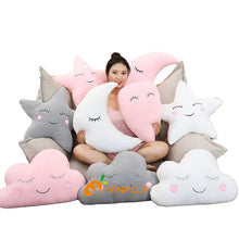 Charger l'image dans la galerie, Plush Sky Pillows Emotional Moon Star Cloud Shaped Pillow Pink White Grey Room Chair Decor Seat Cushion