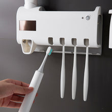 Load image into Gallery viewer, Toothbrush Holder Toothpaste Dispenser Solar Energy Bathroom Toothbrush Storage Box Multi-function Storage Holder USB Charge
