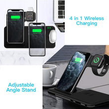 Charger l'image dans la galerie, 15W Qi Fast Wireless Charger Stand For iPhone 11 12 X 8 Apple Watch 4 in 1 Foldable Charging Dock Station for Airpods Pro iWatch
