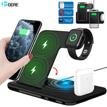 Charger l'image dans la galerie, 15W Qi Fast Wireless Charger Stand For iPhone 11 12 X 8 Apple Watch 4 in 1 Foldable Charging Dock Station for Airpods Pro iWatch