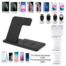 Charger l'image dans la galerie, 15W Qi Fast Wireless Charger Stand For iPhone 11 12 X 8 Apple Watch 4 in 1 Foldable Charging Dock Station for Airpods Pro iWatch