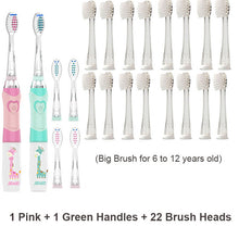 Charger l'image dans la galerie, Seago Kid's Sonic Electric Toothbrush Battery Powered Colorful LED Smart Timer Tooth Brush Replaceable Dupont Brush Heads SG EK6