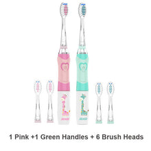 Charger l'image dans la galerie, Seago Kid's Sonic Electric Toothbrush Battery Powered Colorful LED Smart Timer Tooth Brush Replaceable Dupont Brush Heads SG EK6