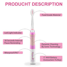 Charger l'image dans la galerie, Seago Kid's Sonic Electric Toothbrush Battery Powered Colorful LED Smart Timer Tooth Brush Replaceable Dupont Brush Heads SG EK6