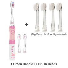 Charger l'image dans la galerie, Seago Kid's Sonic Electric Toothbrush Battery Powered Colorful LED Smart Timer Tooth Brush Replaceable Dupont Brush Heads SG EK6