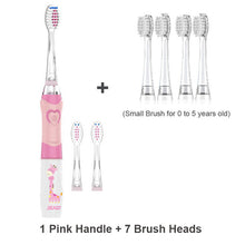 Charger l'image dans la galerie, Seago Kid's Sonic Electric Toothbrush Battery Powered Colorful LED Smart Timer Tooth Brush Replaceable Dupont Brush Heads SG EK6