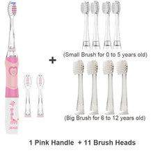 Charger l'image dans la galerie, Seago Kid's Sonic Electric Toothbrush Battery Powered Colorful LED Smart Timer Tooth Brush Replaceable Dupont Brush Heads SG EK6