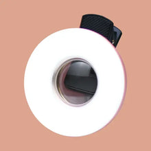Load image into Gallery viewer, Macro Lens for Mobile 15X Fill Ring Light Selfie Live Lamp Camera Lens with LED Universal Flash Smartphone Portable Light Clip
