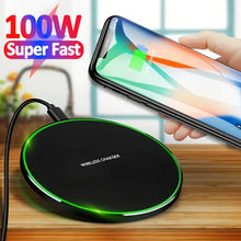 Load image into Gallery viewer, 100W Super Fast Wireless Charger For Samsung Galaxy S20 S10 S9 S8 Note Phone Charging Pad For iPhone 15 14 13 12 Pro Xs Max X 8
