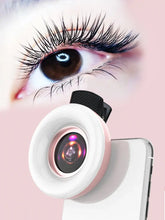Laden Sie das Bild in den Galerie-Viewer, Macro Lens for Mobile 15X Fill Ring Light Selfie Live Lamp Camera Lens with LED Universal Flash Smartphone Portable Light Clip
