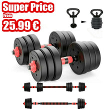 Load image into Gallery viewer, 2 IN 1 ADJUSTABLE DUMBBELLS SET, WITH BARS, MULTIFUNCTION, 10KG-50KG (KETTLEBELL HANDLE OPTIONAL), FREE SHIPPING
