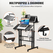 갤러리 뷰어에 이미지 로드, VEVOR 26.4&quot;-44.9&quot; Gas-Spring Height Adjustable Sit-Stand Desk with 360° Swivel Wheels Home Office Rolling Laptop Table Tiltable
