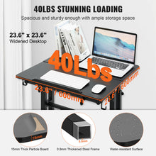 갤러리 뷰어에 이미지 로드, VEVOR 26.4&quot;-44.9&quot; Gas-Spring Height Adjustable Sit-Stand Desk with 360° Swivel Wheels Home Office Rolling Laptop Table Tiltable
