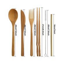 Laden Sie das Bild in den Galerie-Viewer, Bamboo Travel Tableware Reusable Bamboo Cutlery Set with Carrying Case Portable Wooden Dinnerware Bamboo Charcoal Toothbrush
