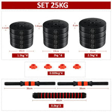 Laden Sie das Bild in den Galerie-Viewer, 2 IN 1 ADJUSTABLE DUMBBELLS SET, WITH BARS, MULTIFUNCTION, 10KG-50KG (KETTLEBELL HANDLE OPTIONAL), FREE SHIPPING
