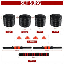 Load image into Gallery viewer, 2 IN 1 ADJUSTABLE DUMBBELLS SET, WITH BARS, MULTIFUNCTION, 10KG-50KG (KETTLEBELL HANDLE OPTIONAL), FREE SHIPPING
