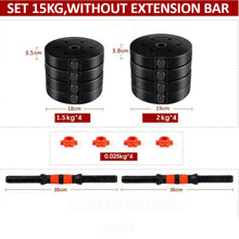 Load image into Gallery viewer, 2 IN 1 ADJUSTABLE DUMBBELLS SET, WITH BARS, MULTIFUNCTION, 10KG-50KG (KETTLEBELL HANDLE OPTIONAL), FREE SHIPPING
