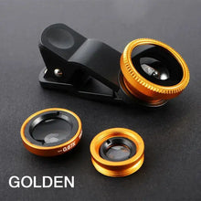 Load image into Gallery viewer, 3in1 Fish Eye Lens 0.67X Wide Angle Zoom Fisheye Macro Lenses Camera Kits With Clip Universally Lens For iPhone 13 Xiaomi Huawei
