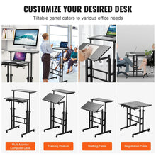 Load image into Gallery viewer, VEVOR 26.4&quot;-44.9&quot; Gas-Spring Height Adjustable Sit-Stand Desk with 360° Swivel Wheels Home Office Rolling Laptop Table Tiltable
