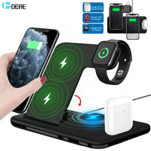 Charger l&#39;image dans la galerie, 15W Qi Fast Wireless Charger Stand For iPhone 11 12 X 8 Apple Watch 4 in 1 Foldable Charging Dock Station for Airpods Pro iWatch
