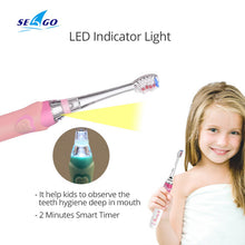 ギャラリービューアに画像を読み込む、Seago Kid&#39;s Sonic Electric Toothbrush Battery Powered Colorful LED Smart Timer Tooth Brush Replaceable Dupont Brush Heads SG EK6
