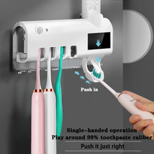 Laden Sie das Bild in den Galerie-Viewer, Toothbrush Holder Toothpaste Dispenser Solar Energy Bathroom Toothbrush Storage Box Multi-function Storage Holder USB Charge
