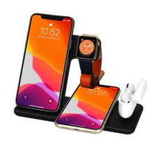 Laden Sie das Bild in den Galerie-Viewer, 15W Qi Fast Wireless Charger Stand For iPhone 11 12 X 8 Apple Watch 4 in 1 Foldable Charging Dock Station for Airpods Pro iWatch
