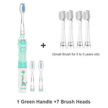 Charger l&#39;image dans la galerie, Seago Kid&#39;s Sonic Electric Toothbrush Battery Powered Colorful LED Smart Timer Tooth Brush Replaceable Dupont Brush Heads SG EK6
