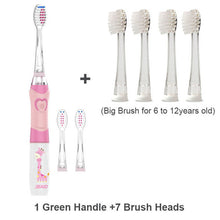 Charger l&#39;image dans la galerie, Seago Kid&#39;s Sonic Electric Toothbrush Battery Powered Colorful LED Smart Timer Tooth Brush Replaceable Dupont Brush Heads SG EK6
