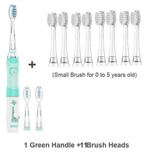Laden Sie das Bild in den Galerie-Viewer, Seago Kid&#39;s Sonic Electric Toothbrush Battery Powered Colorful LED Smart Timer Tooth Brush Replaceable Dupont Brush Heads SG EK6
