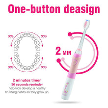 Загрузить изображение в средство просмотра галереи, Seago Kid&#39;s Sonic Electric Toothbrush Battery Powered Colorful LED Smart Timer Tooth Brush Replaceable Dupont Brush Heads SG EK6
